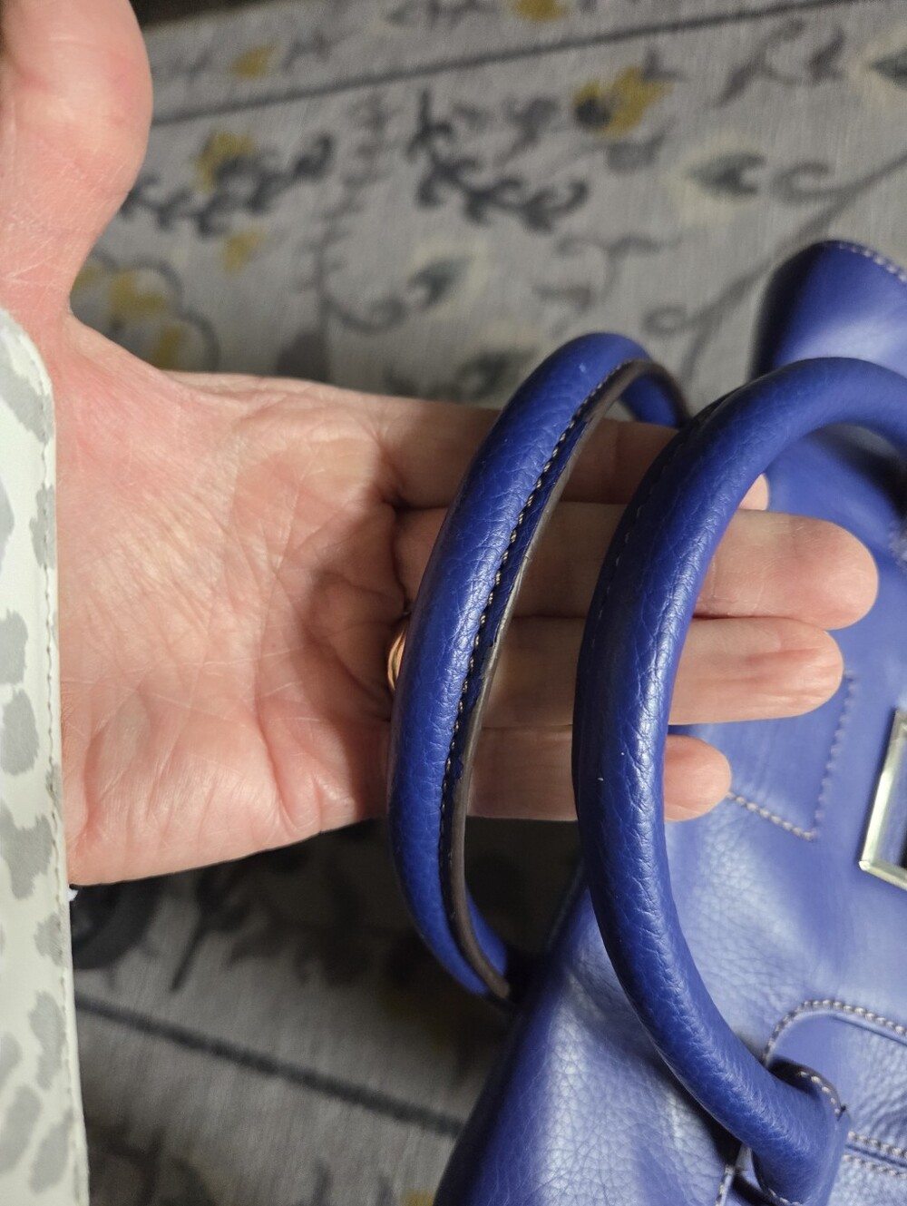 Tignanello Cobalt Blue Leather Satchel with Top Handles - Picture 11 of 12